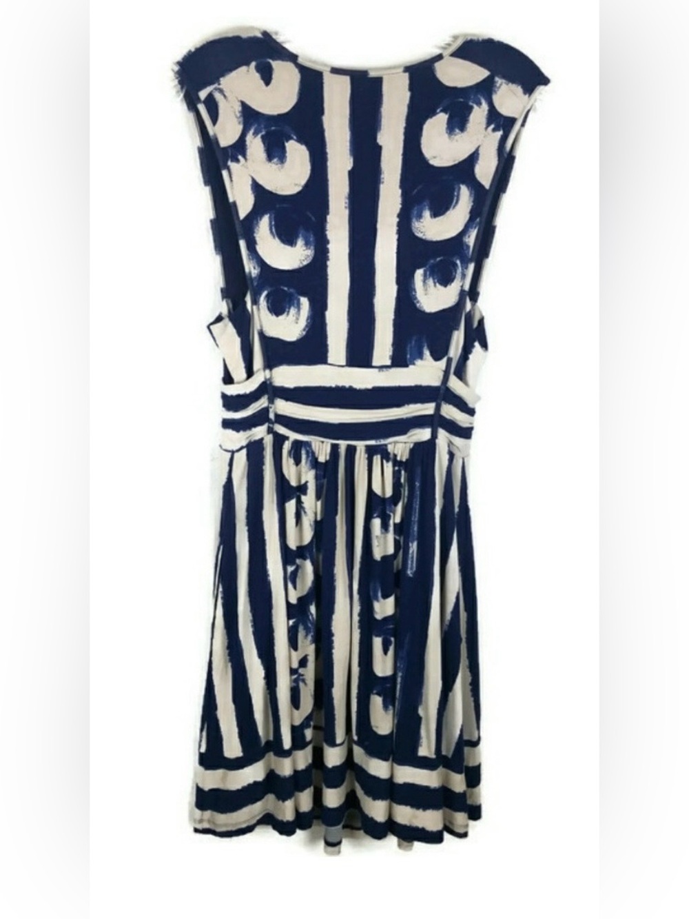 Anthropologie Sennebec Dress by Maeve Navy White Size Medium. - Picture 4 of 7
